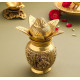 Novelika- Brass Kalash with Ganesh and Lakshmi Carving(NA591)