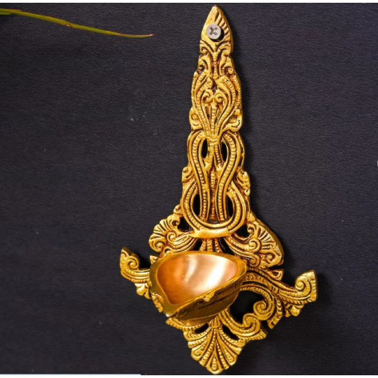 Novelika- Brass Ethnic Carved Hanging Diya(NA593)