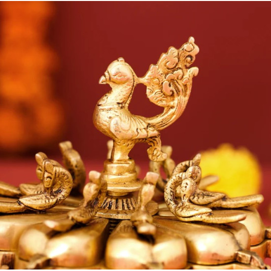 Novelika-  Brass Peacock Kumkum Box(NA597)