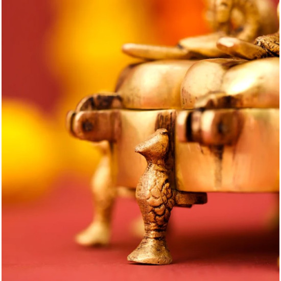Novelika-  Brass Peacock Kumkum Box(NA597)
