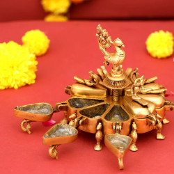 Novelika-  Brass Peacock Kumkum Box(NA597)