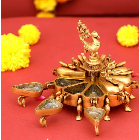 Novelika-  Brass Peacock Kumkum Box(NA597)