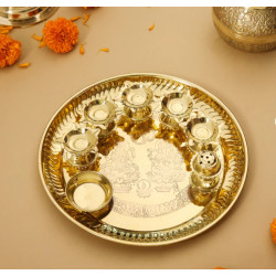 Novelika-  Brass Traditional Seven Deepak Pooja Thali(NA602)