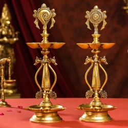 Novelika - Brass Shankh Chakra Diya Lamps(NA6005)
