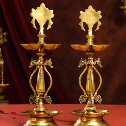 Novelika - Brass Shankh Chakra Diya Lamps(NA6005)