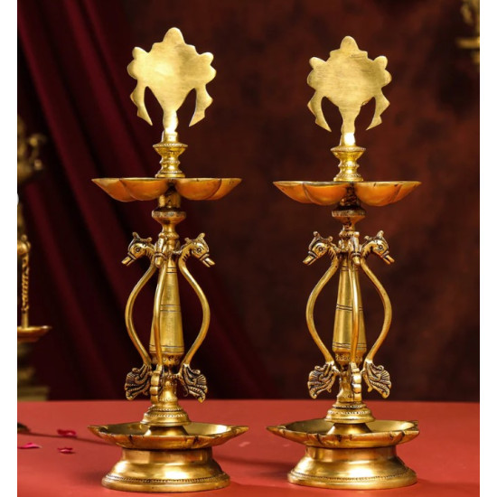 Novelika - Brass Shankh Chakra Diya Lamps(NA6005)