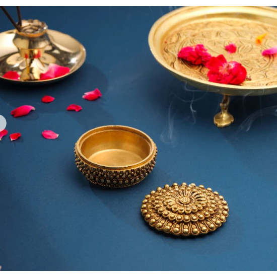 Novelika- Brass Mandala Design Kum Kum Box(NA6007) Novelika- Brass Mandala Design Kum Kum Box(NA6007)