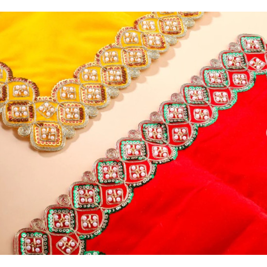 Novelika - Sequin And Pearl Work  Pooja Aasan cloths(NA611)