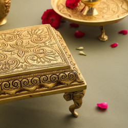 Novelika- Brass Chowki with Elephant Pillars(NA614) Novelika- Brass Chowki with Elephant Pillars(NA614)