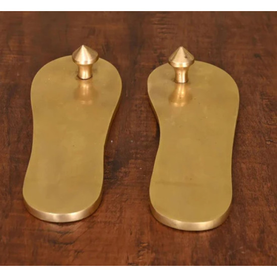 Novelika -Decorative Brass Charan Paduka Set For Mandir Placement(NA619)