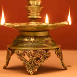 Novelika-  Brass Krishna Diya or Kuthu Vilakku with Krishna figure(NA621)