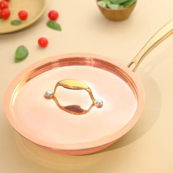 Novelika-Copper Fry Pan with a Lid and Brass Handle(NA624)