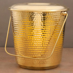 NOVELIKA - Hammered Brass Bucket with a Lid and a Handle(NA625)