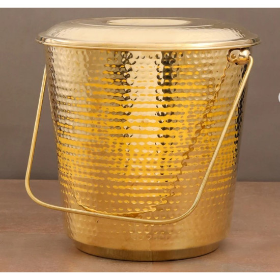 NOVELIKA - Hammered Brass Bucket with a Lid and a Handle(NA625)