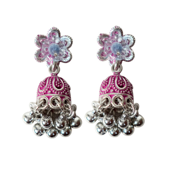 Novelika Latest Stylish Pink Color Traditional Jhumka Earring set for Women Girls - ER1011
