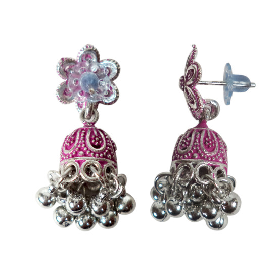 Novelika Latest Stylish Pink Color Traditional Jhumka Earring set for Women Girls - ER1011