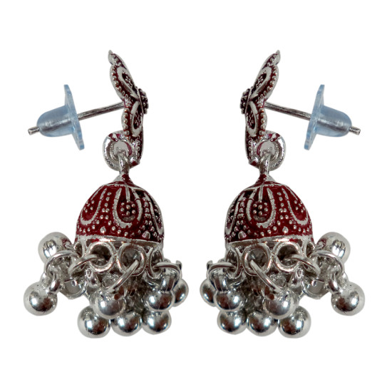 Novelika Latest Stylish Maroon Color Traditional Jhumka Earring set for Women Girls - ER1016