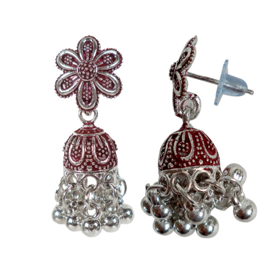 Novelika Latest Stylish Maroon Color Traditional Jhumka Earring set for Women Girls - ER1016