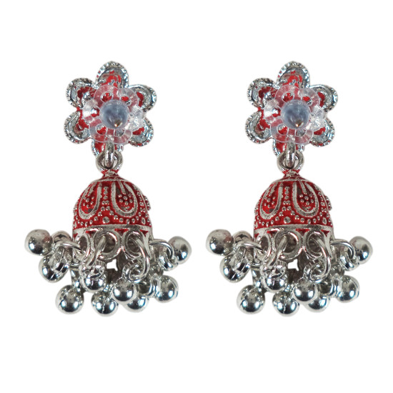 Novelika Latest Stylish Red Color Traditional Jhumka Earring set for Women Girls - ER1106