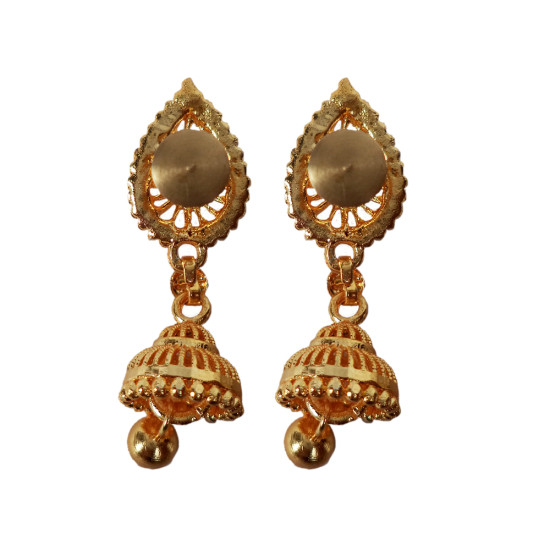 Novelika Latest Stylish Golden Tone Beautiful Traditional Jhumka Earring set for Women Girls - ER6008