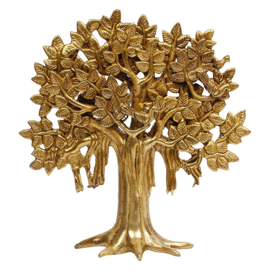 Novelika Brass Wall Hanging Tree of Life Sucess Birds Sitting on Tree's Branch Traditional Decorative Kalpavriksha Wall Decor Vastu Fengshui Showpieces Home Decor