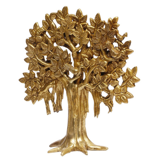 Novelika Brass Wall Hanging Tree of Life Sucess Birds Sitting on Tree's Branch Traditional Decorative Kalpavriksha Wall Decor Vastu Fengshui Showpieces Home Decor