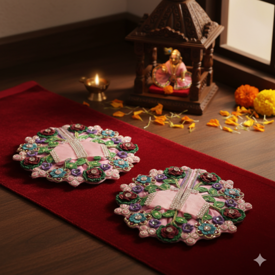 Laddu Gopal Ji Little Krishna Fancy Dress - For Janmashtami, Festivals, Tample, Special Occasion - Krishna ji Designer Poshak - Set Of 2