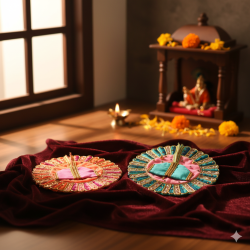 Laddu Gopal Dress - For Janmashtami, Festivals, Special Occasion - Krishna ji Designer Poshak - Set Of 2