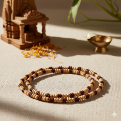 Brown Unisex Tulsi Kanthi Mala /Tulasi Mala For Neck, 2 Round | Holy Basil Necklace 
