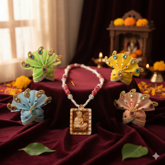 Bajrangbali Hanuman Ji Jai Sita Ram Engraved Design Tulsi Mala Or Holy Basil Necklace With Wooden Pendant Locket - Set Of 1