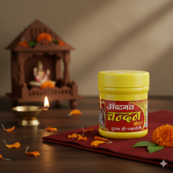 Ashtagandha Chandan Tika - Yellow Colour - 40 Gram Pack