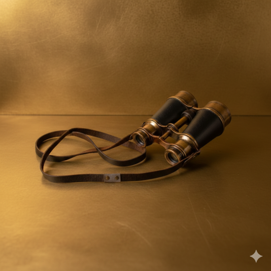 NOVELIKA -Vintage Nautical Black Leather & Brass Binocular Antique Pirate Spyglass Telescope with Neck Strap for Home and Office.