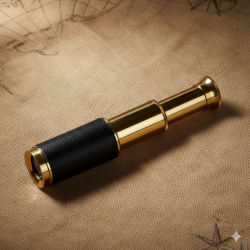 100% Brass Telescope -  Leather Cover - Three  Folds Nautical Telescope - For Marine Vintage Style