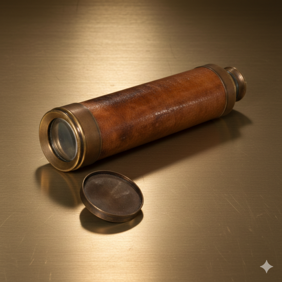 Antique Brass & Wooden, Victorian Marine 28 Inch, Four Fold Spyglass Telescope Kelvin & Hughes London 1917