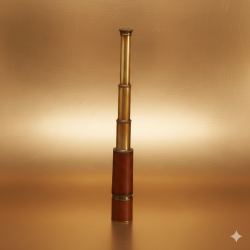 Antique Brass & Brown Leather Cover, Victorian Marine 16.5inch, Five Fold Spyglass Telescope - Kelvin Hughes London 1917