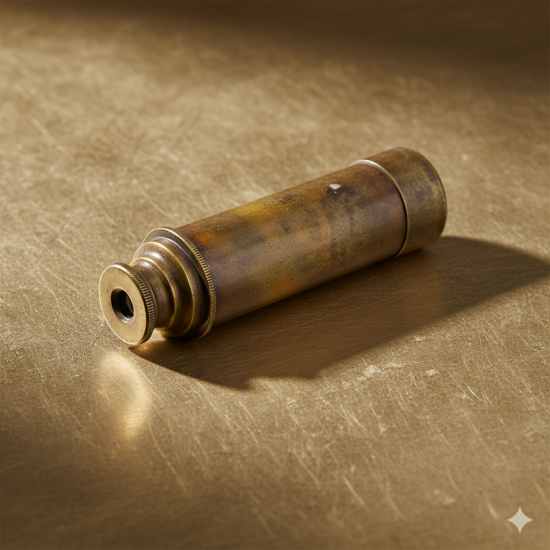 Antique Brass & Black Leather Cover, Victorian Marine 8 Inch, Four Fold Spyglass Telescope W. Ottway & Co. Ltd. Ealing London 1915