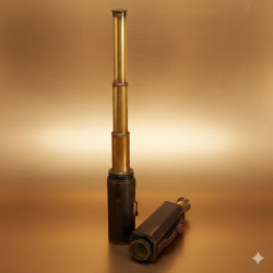 Antique Brass & Black Leather Cover, Victorian Marine 15.5inch, Four Fold Spyglass Telescope Kelvin & Hughes London 1917