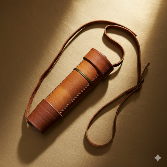 100% Brass Telescope - Leather Cover - Antique Cap Belt Handheld Spyglass Scope - For Marine Vintage Style |Kelvin & Hughes London 1997