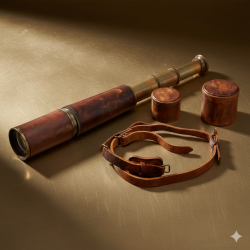 100% Brass Telescope - Leather Cover - Antique Cap Belt Handheld Spyglass Scope - For Marine Vintage Style |Kelvin & Hughes London 1997