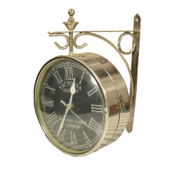 Stainless Steel Metal Railway clock London Victoria Station Vintage Handcrafted Double Side Clock with Roman Numbers