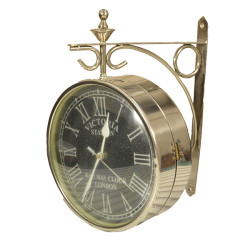Stainless Steel Metal Railway clock London Victoria Station Vintage Handcrafted Double Side Clock with Roman Numbers