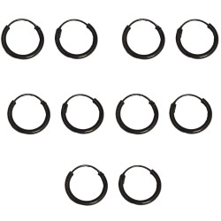 Black Color Hoop Mini Earrings Baali set For Girls & Women's - 4 Pairs Black Color Hoop Mini Earrings Baali set For Girls & Women's - 4 Pairs