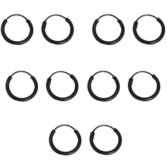Black Color Hoop Mini Earrings Baali set For Girls & Women's - 4 Pairs Black Color Hoop Mini Earrings Baali set For Girls & Women's - 4 Pairs
