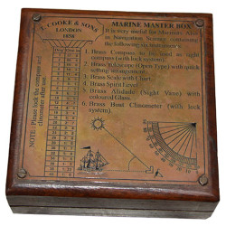 Brass & Wooden Marine Master Box & Nautical Compass Telescope Magnifying Glass in Instruments Directional Box