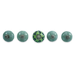 Ceramic Knobs Clay mucks Off Green Round With Dotted Shapes Ceramic Knobs For- Door Handle, Cabinet Drawer, Cupboard Pull Cabinet Knobs. (Set Of 5) Ceramic Knobs Clay mucks Off Green Round With Dotted Shapes Ceramic Knobs For- Door Handle, Cabinet Drawer, Cupboard Pull Cabinet Knobs. (Set Of 5)
