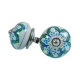 Green Flower Knob, Ceramic - Decorative Kitchen and Dresser Handles - Set of 5