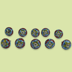 Ceramic Sky Blue & Red Flower Design Knobs - For Kitchen Cabinet Hardware Door Furniture Handle Drawer Pulls Dresser Handle Knobs - Pack Of 10