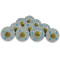 Ceramic White & Round Blue line Dotted Drawer Door Knobs - For Drawer Kitchen Cabinet Hardware Door Pulls Decorative Dresser Premium Elegance - Pack Of 10 