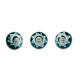 Ceramic Black & White Round Green Dotted Door Knobs - For Drawer Kitchen Cabinet Hardware Door Pulls Decorative Dresser Stainless Steel Fittings - Pack Of 5