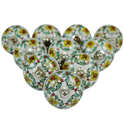 Ceramic Knobs - Multicolor Flower Design Drawer Pull Handles Round Floral Kitchen Drawer - Set Of 10 Pack Ceramic Knobs - Multicolor Flower Design Drawer Pull Handles Round Floral Kitchen Drawer - Set Of 10 Pack